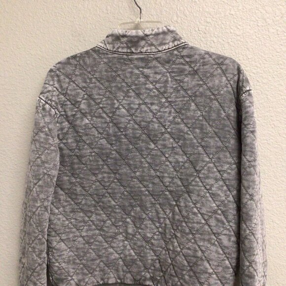 Jane and Delancey Gray Quilted Button Up Jacket Cotton Size Small - Picture 7 of 9